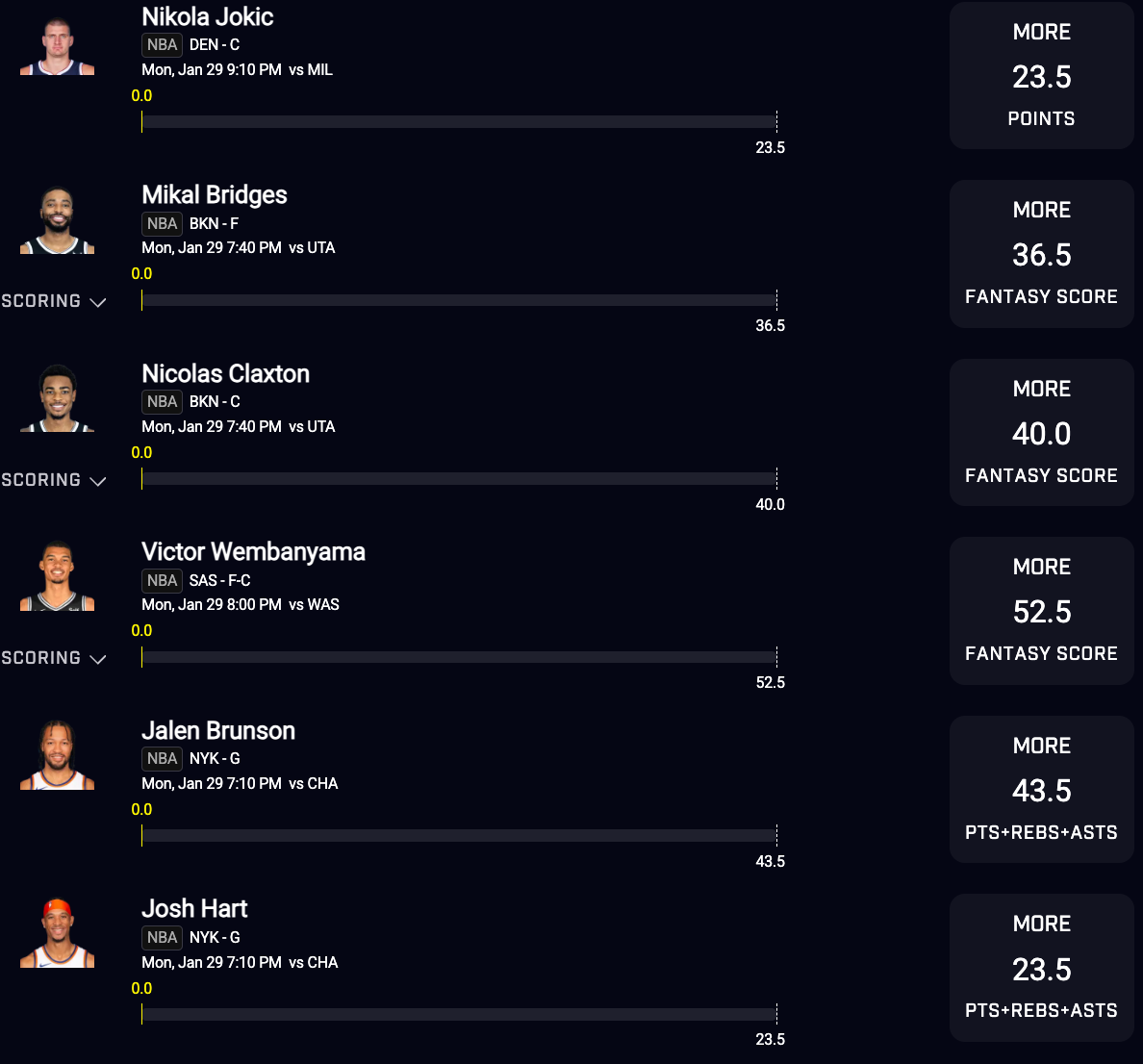 PrizePicks - NBA - 6 Pick FLEX Play - 1-29-24 - 7:10pm | Sports Chat Place